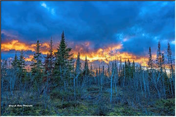 Fiery sunset from a Keweenaw backyard