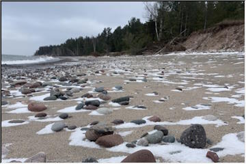 Empty snowy beach