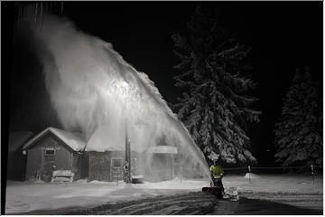 Nighttime snowblowing