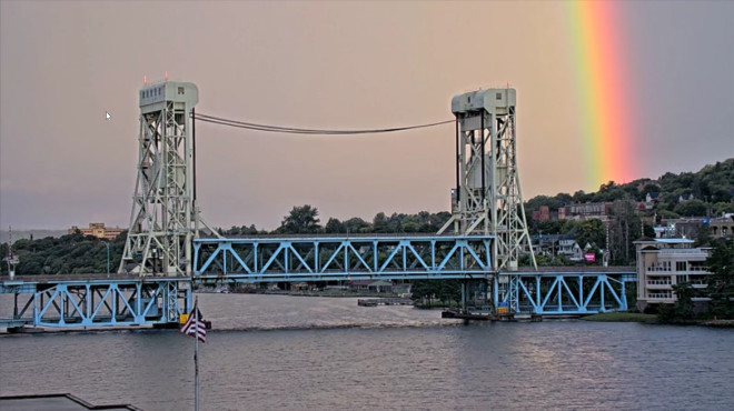 Portage Lift Bridge Morning Rainbow